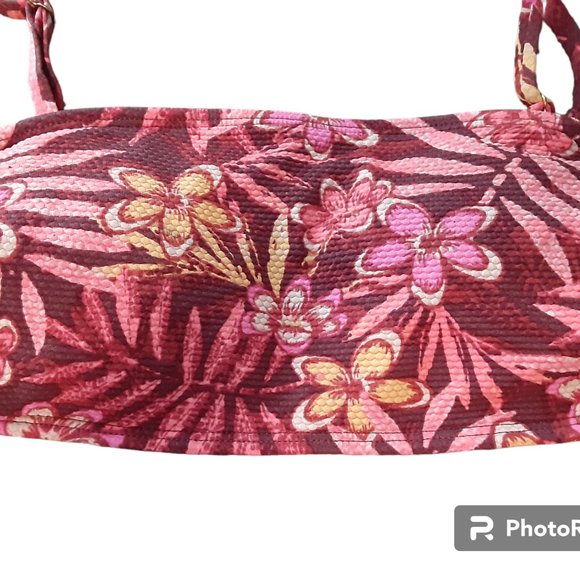 Xhilaration Pink Tropical Print Bandeau Binkini Top - Picture 2 of 10